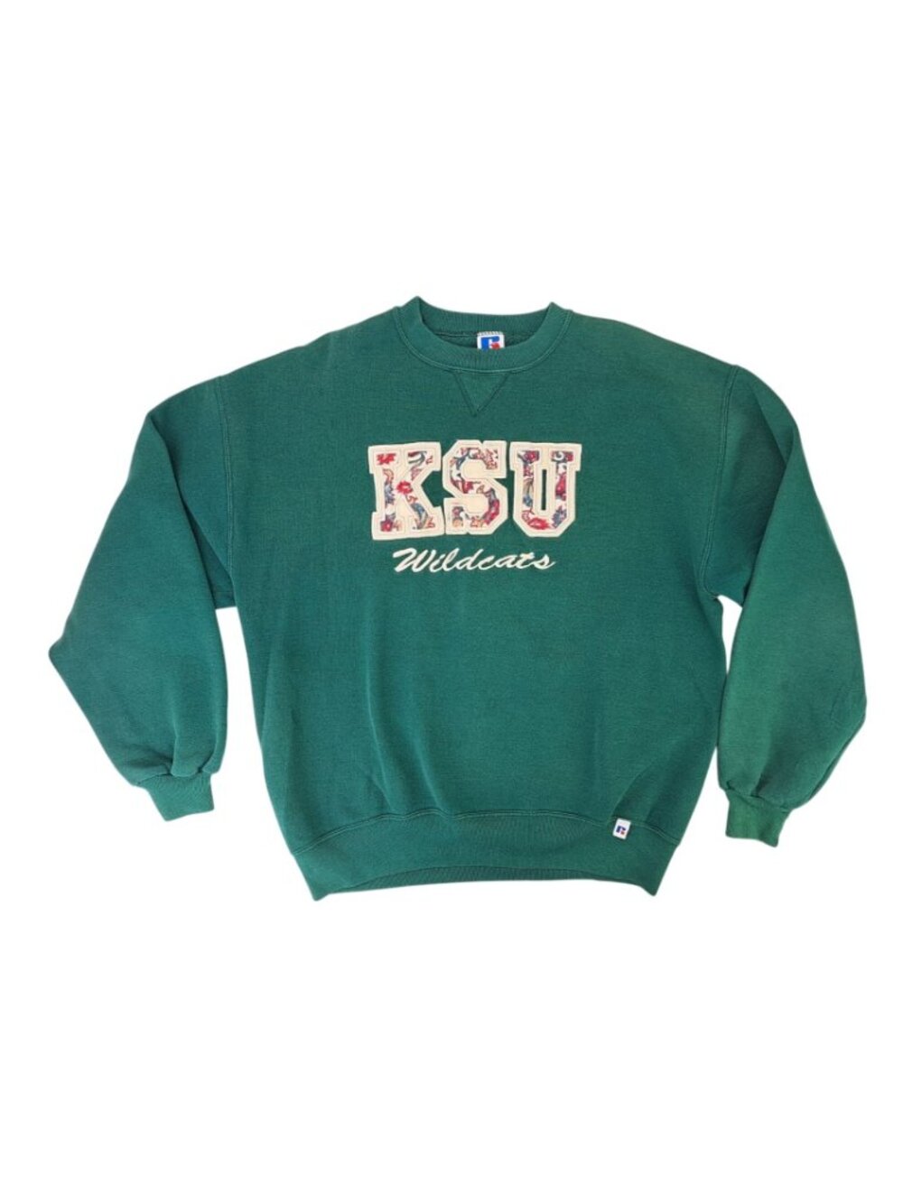 Vintage KSU K-State Wildcats Russell Athletic Green Sweatshirt Men XL Floral - Picture 3 of 10